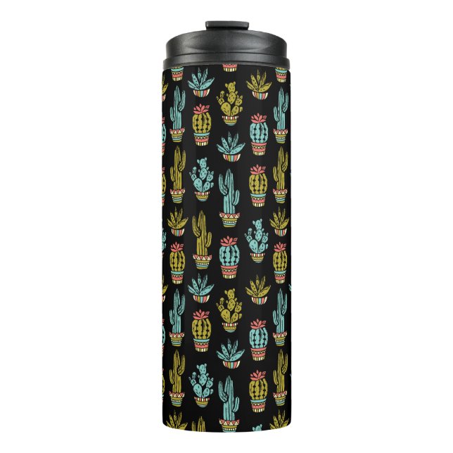 Dark Grunge Cactus Pattern Thermal Tumbler (Front)