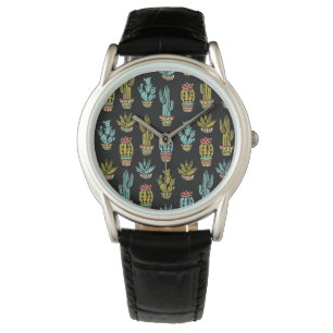 Dark Grunge Cactus Pattern Watch