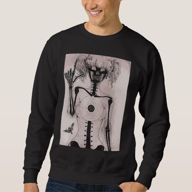 Dark grunge  Emo teen girl with moth Gothic Sweatshirt (Front)