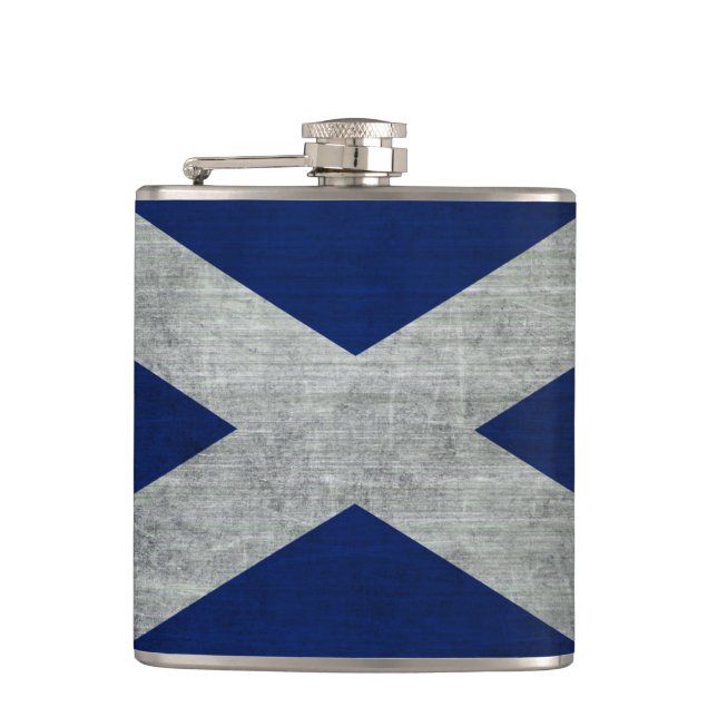 Dark Grunge Flag of Scotland Hip Flask (Front)