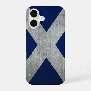 Dark Grunge Scotland Flag iPhone 16 Case