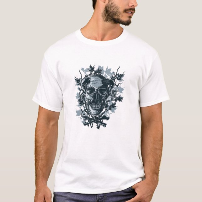 Dark Grunge Skull Ivy Crown Graphic Tee (Front)