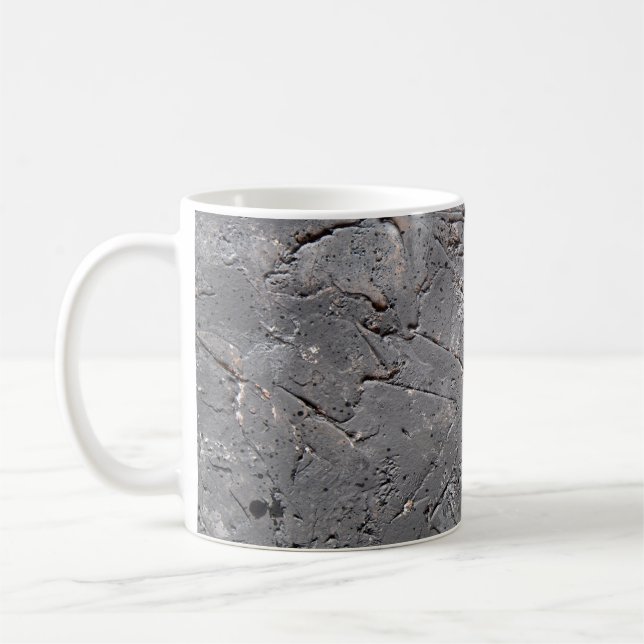 Dark grunge textured background, Cracked stone wal Coffee Mug (Left)
