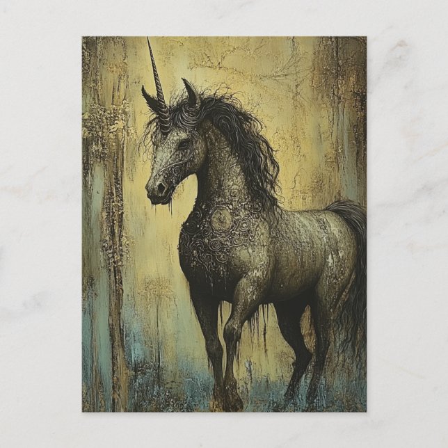 Dark Grunge Unicorn Postcard (Front)