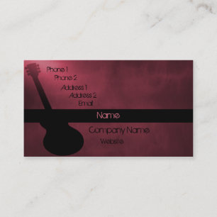 Dark Guitar Business Card, Dark Pink Card