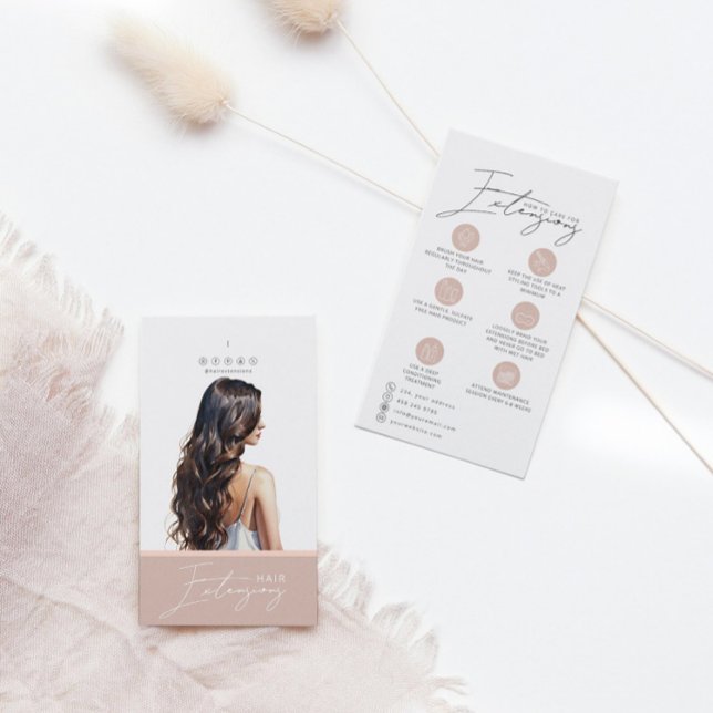 Dark Hair Extensions Care Hang Tag Card (Creator Uploaded)