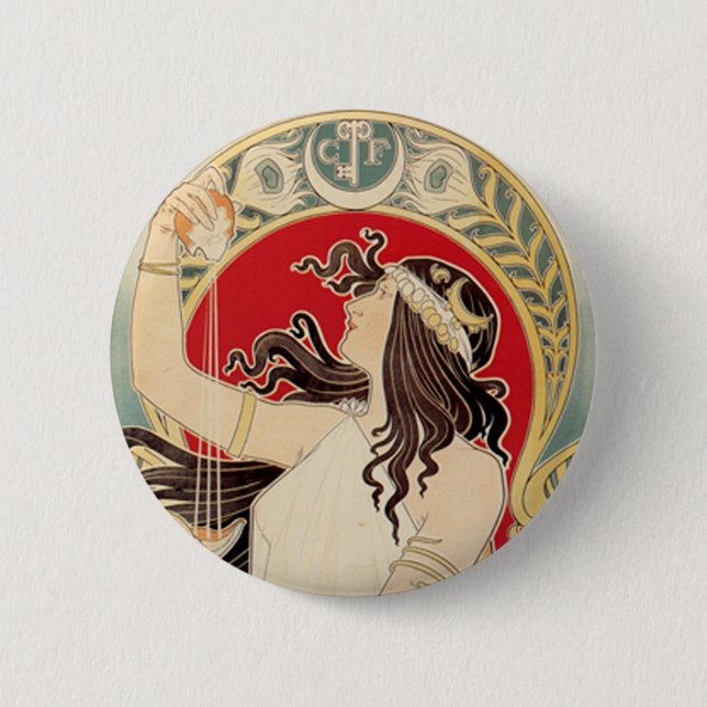 Dark Haired Beauty with Fruit 6 Cm Round Badge (Front)