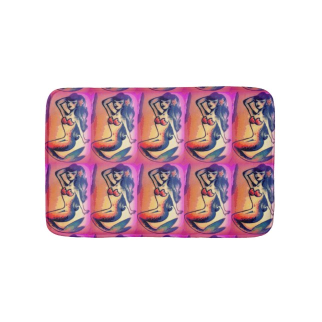dark-haired mermaid beauties bath mat (Front)