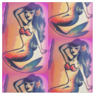dark-haired mermaid beauties pink fabric