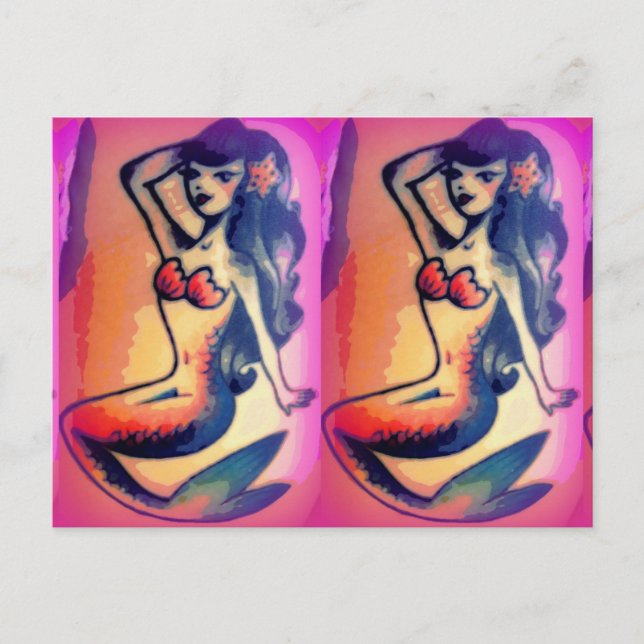 dark-haired mermaid beauties postcard (Front)
