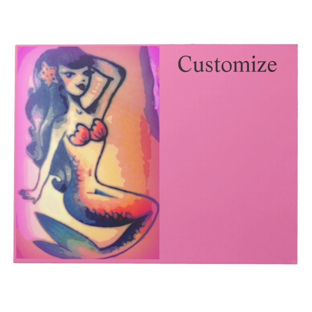 dark-haired mermaid beauty notepad (Front)