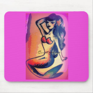 Dark-haired mermaid pink customised Thunder_Cove Mouse Pad
