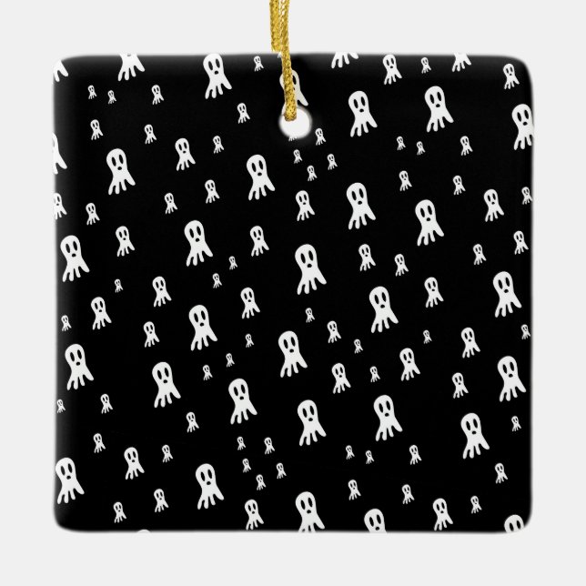 Dark Halloween Ghosts  Ceramic Ornament (Front)