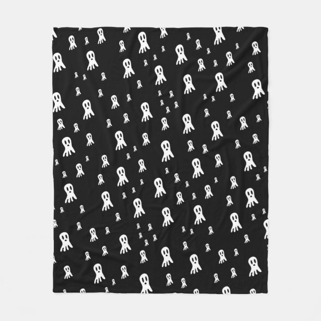 Dark Halloween Ghosts  Fleece Blanket (Front)