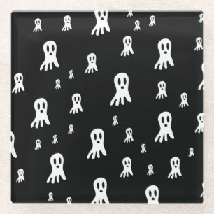 Dark Halloween Ghosts  Glass Coaster