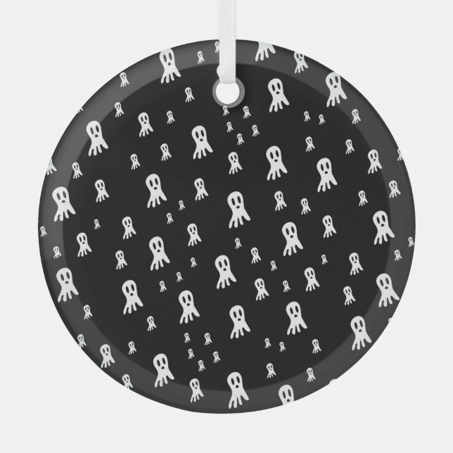 Dark Halloween Ghosts  Glass Tree Decoration (Front)
