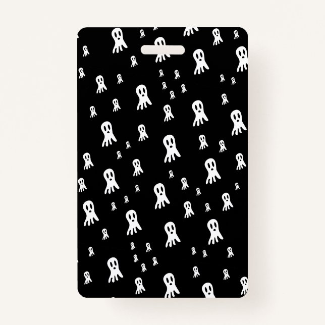 Dark Halloween Ghosts  ID Badge (Front)
