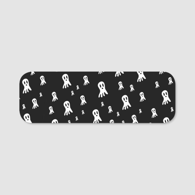 Dark Halloween Ghosts  Name Tag (Front)
