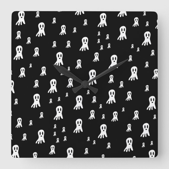 Dark Halloween Ghosts  Square Wall Clock (Front)