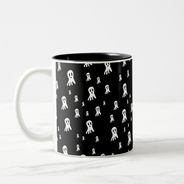 Dark Halloween Ghosts  Two-Tone Coffee Mug (Left)
