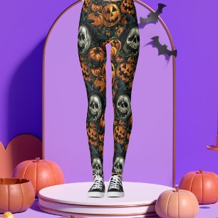 Dark Halloween Pumpkin  Leggings