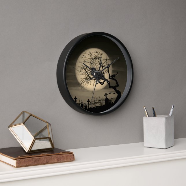 Dark Halloween Raven Gothic Wall Clock (Office)