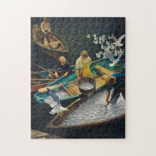 Dark Harbour Fishermen by Newell Convers Wyeth Jigsaw Puzzle