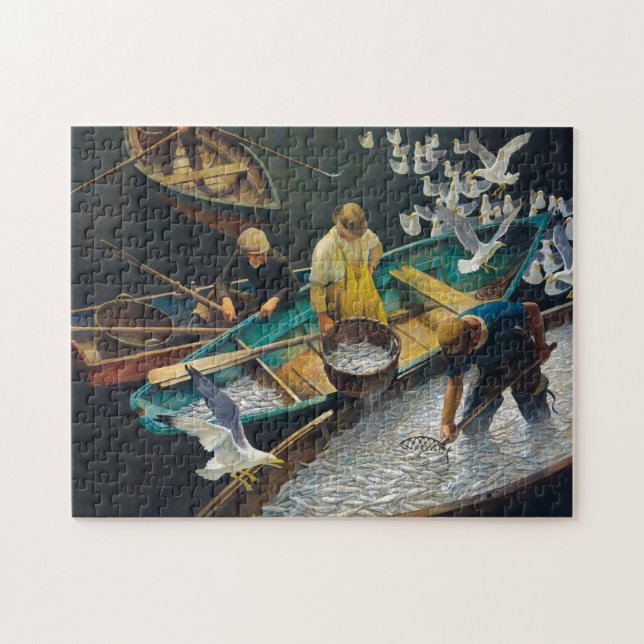 Dark Harbour Fishermen by Newell Convers Wyeth Jigsaw Puzzle (Horizontal)