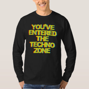Dark Hard Acid Techno Red And Blue Heavy Glitch T-Shirt