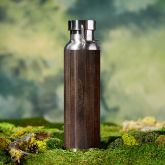 Dark Hard Wood Planks with Wood Grain Water Bottle