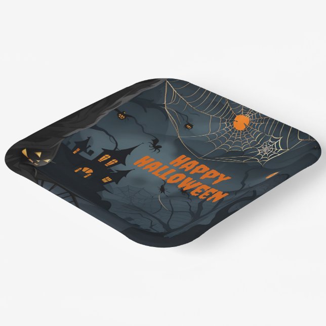Dark Haunted Night Paper Plate (Angled)