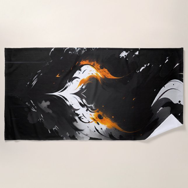 Dark heart on fire beach towel (Front)