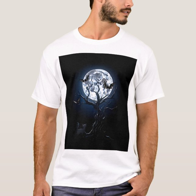 Dark Horror Art – Spooky Halloween-Inspired Design T-Shirt (Front)