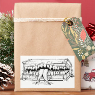 Dark Horror Illustration – Surreal Monster Chest Rectangular Sticker