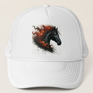 Dark Horse With Fiery Mane Trucker Hat