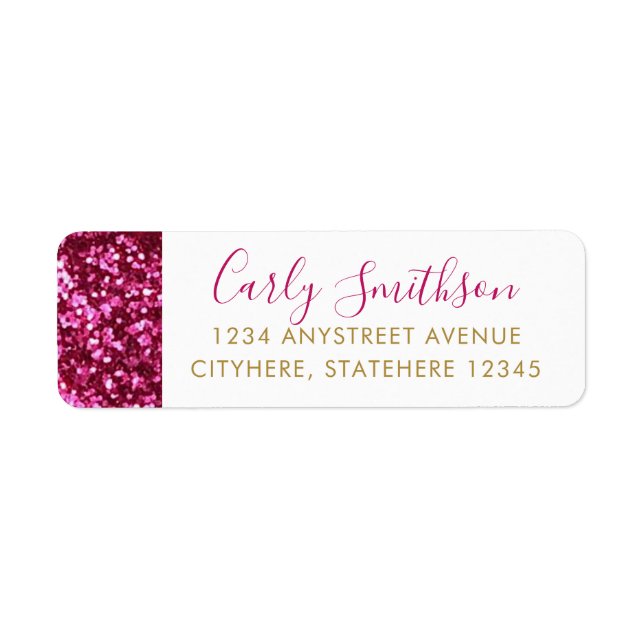 Dark Hot Pink Glitter Sparkly Return Address Label (Front)