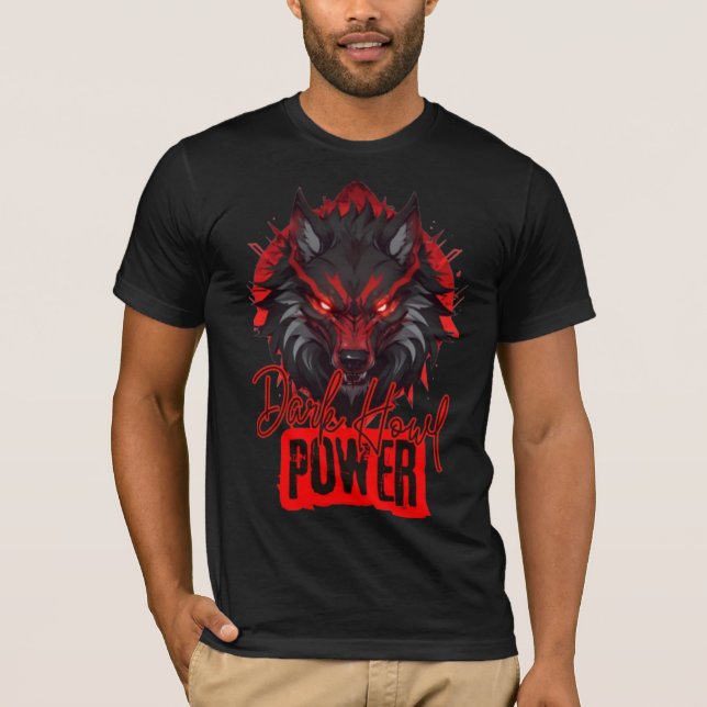 Dark Howl Power | Red Wolf Magic Art T-Shirt (Front)