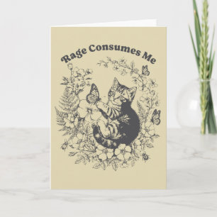 Dark Humor Cat Lover Rage Consumes Me Vintage Card