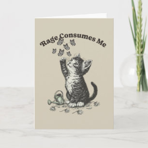 Dark Humor Cat Lover Rage Consumes Me Vintage Card