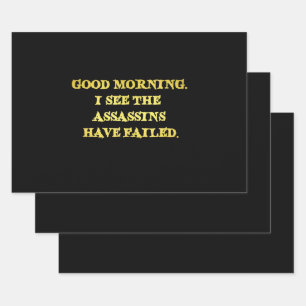 Dark Humour Assassin Morning Joke Wrapping Paper Sheet
