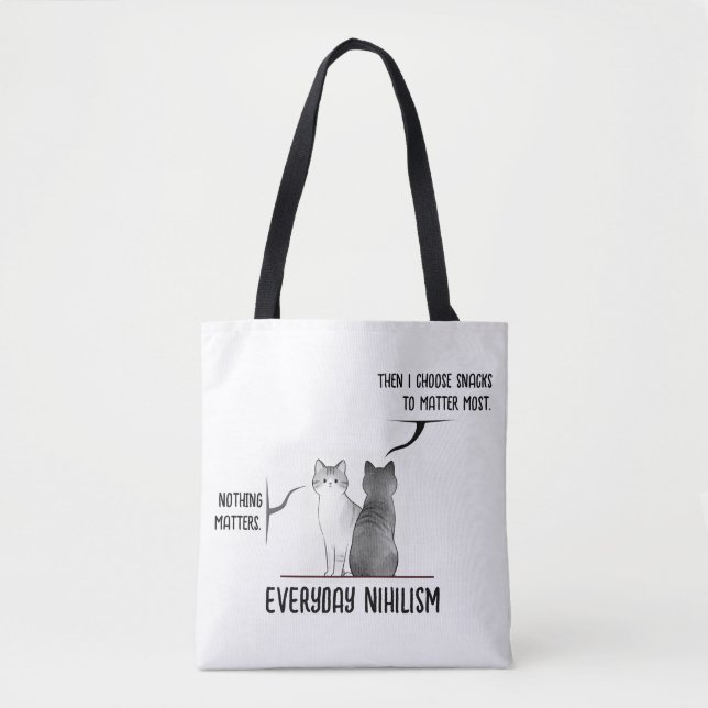 Dark Humour Cat Everyday Nihilism Quote Introvert Tote Bag (Front)