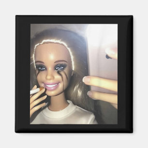 Dark Humour Doll Smoking Selfie Parody Magnet