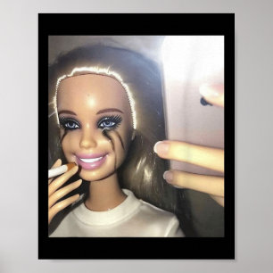 Dark Humour Doll Smoking Selfie Parody  Poster