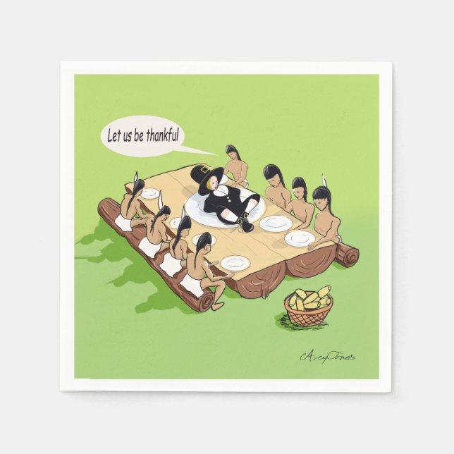 Dark Humour Funny Native American Thanksgiving Napkin (Front)