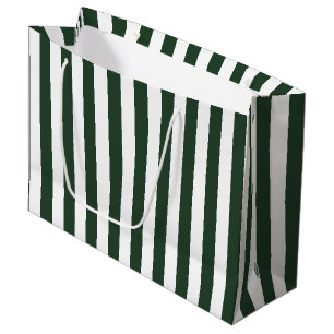 Dark Hunter Green and White Stripe Large Gift Bag