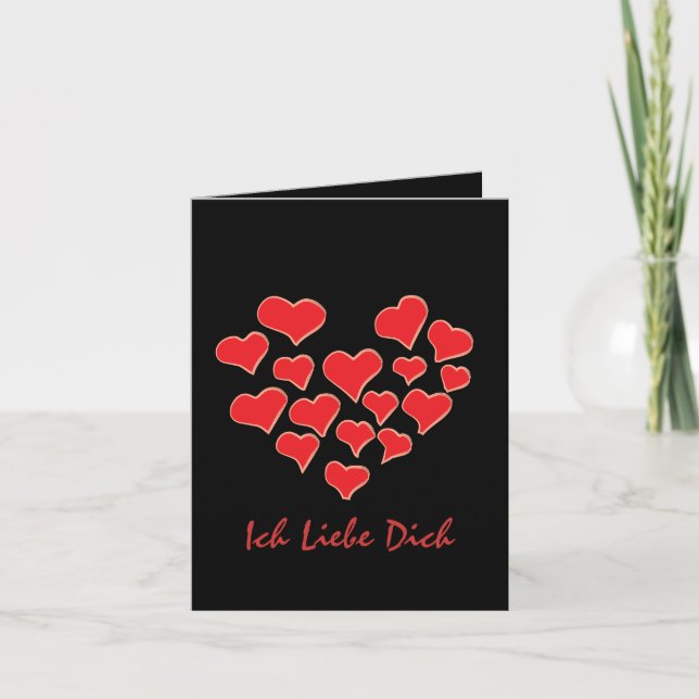 dark Ich Liebe Dich Valentines Day Card (Front)