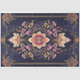 Dark Indian Folk Floral Demask Pattern Tissue Paper