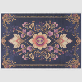 Dark Indian Folk Floral Demask Pattern Tissue Paper