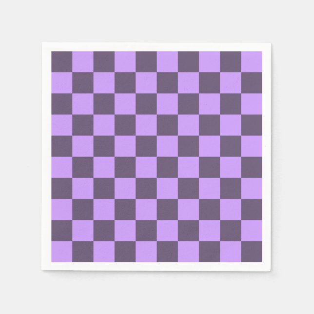 Dark Indigo and Pale Violet Chequerboard Napkin (Front)