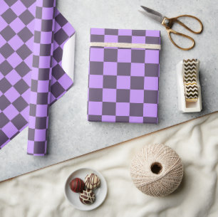 Dark Indigo and Pale Violet Chequerboard Wrapping Paper